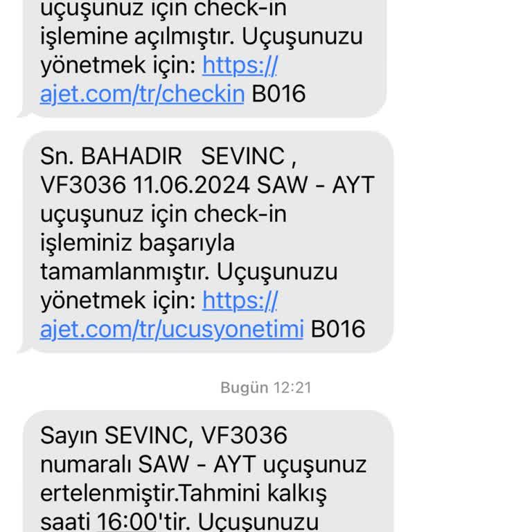 Ajet'in Uçuş Ertelemesi İle Mağduriyet Yaşadım