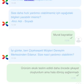 Çiçek Sepeti Eksik Ürün