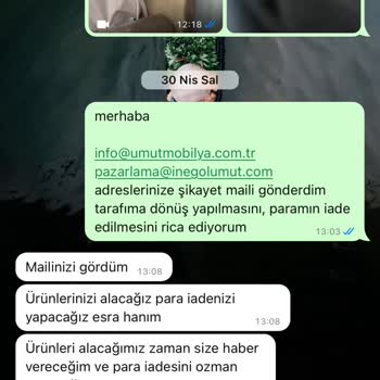 Umut Mobilya (İnegöl) Satış Sonrası Memnuniyeti Çok Kötü