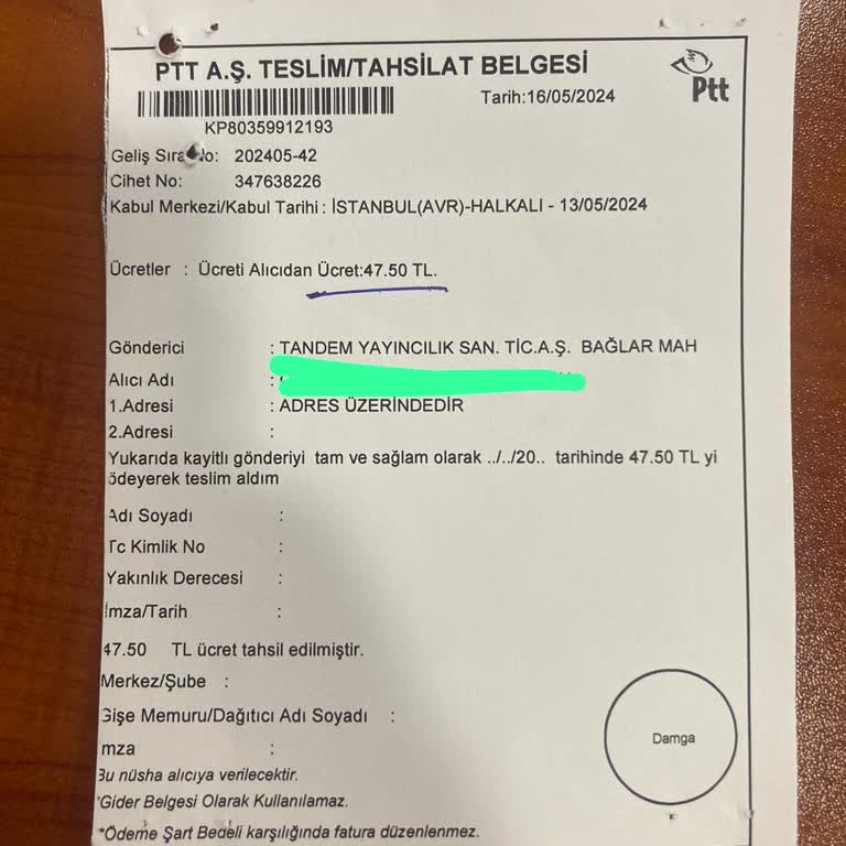 Tandem Yayınları İstemediğim Ürünü Karşı Ödemeli Göndermeleri