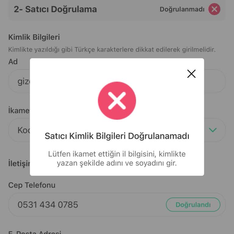 Dolap Satıcı Onayı Hata Veriyor!