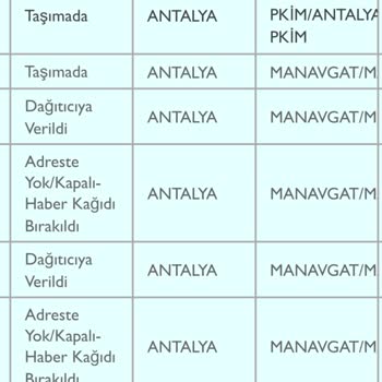 PTT Kargo PTT Manavgat Kargo Getirmiyor