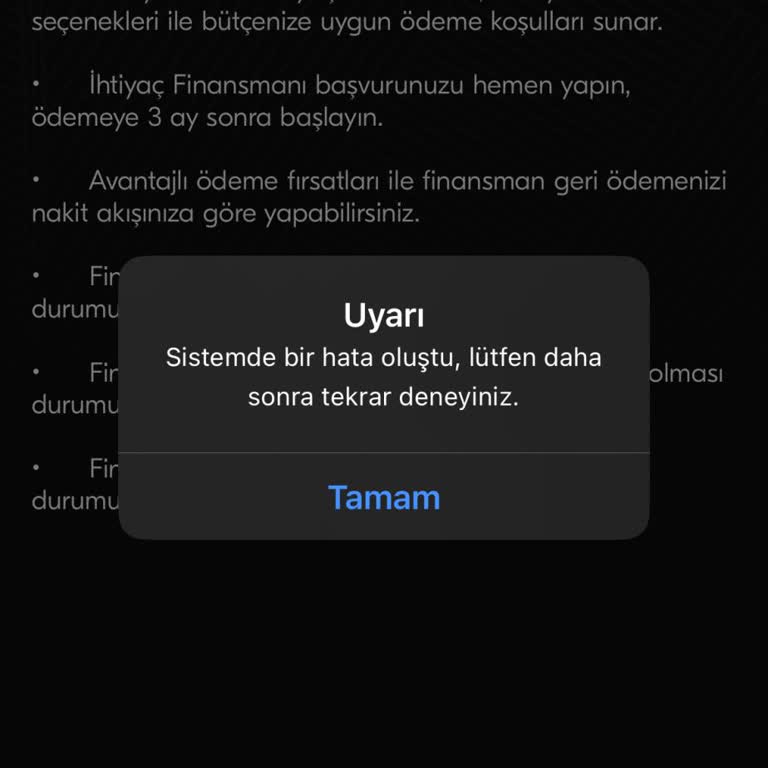 Türkiye Finans Bankasının Mobil Hizmetinden Kredi Başvurusu Yapılmıyor