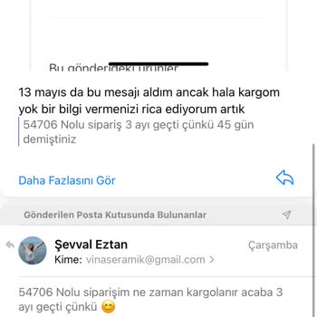 Vina Seramik 3 Aydır Kargomu Yollamıyor