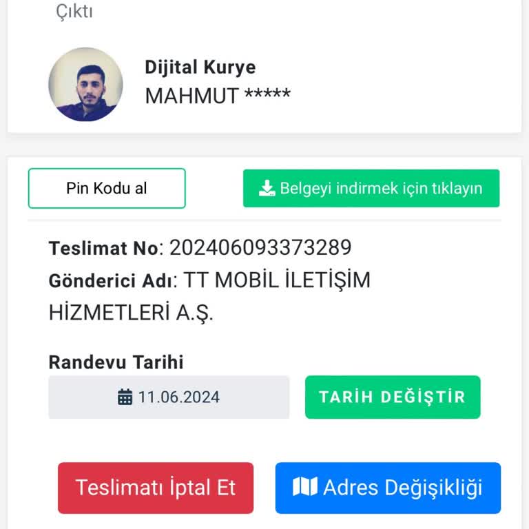 Dijital Kuryeye Ulaşılamıyor.