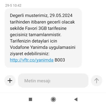 Vodafone'un Talep Etmeden Tarife Değiştirmesi Ve 5 GB. I 3 E Düşürmesi