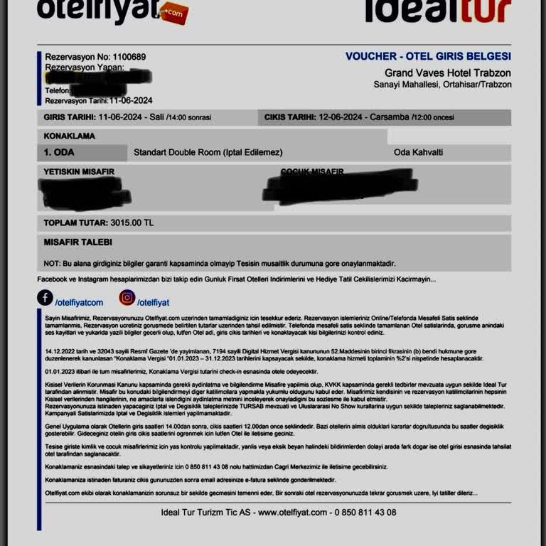Otelfiyat.com (İdeal Tur) Otel Rezervasyonu Kesinlikle Acente Firmalarıyla Yapmayın Çözüm Yok