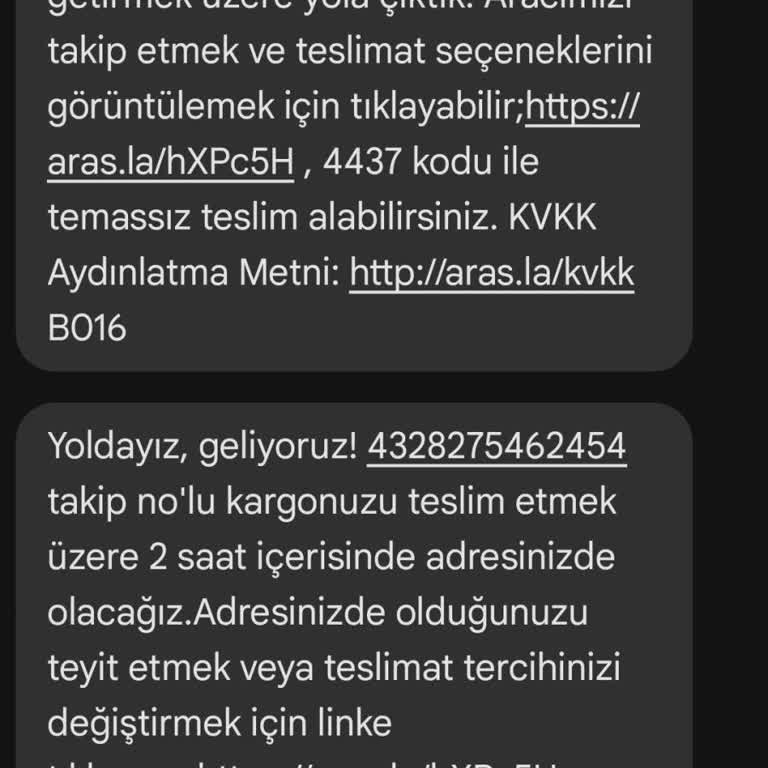 Aras Kargo Dan 2 Saate Kargo Gelecek Diye Mesaj Geldi 7 Saat Gelmedi