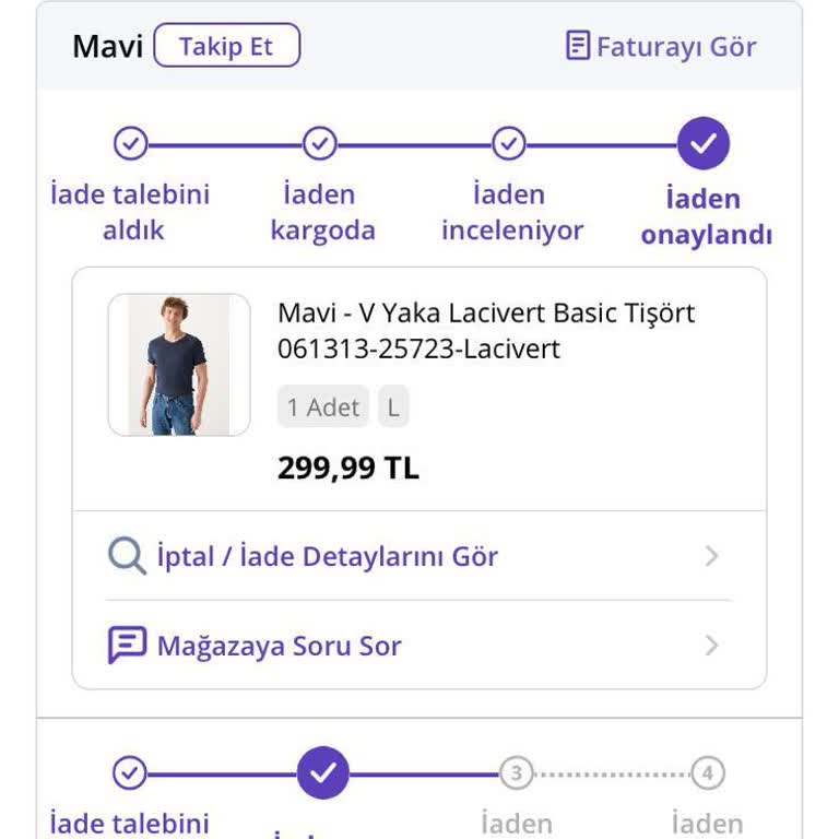 Mavi Markasından İade Onayı Problemi.