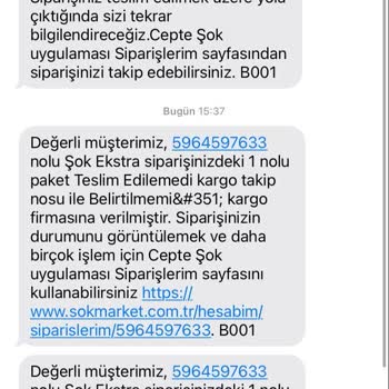Şok Market Sebepsiz Sipariş İptal Etmesi