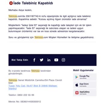 Teknosa İademi Yapsın Bozuk Ürün Satıyor