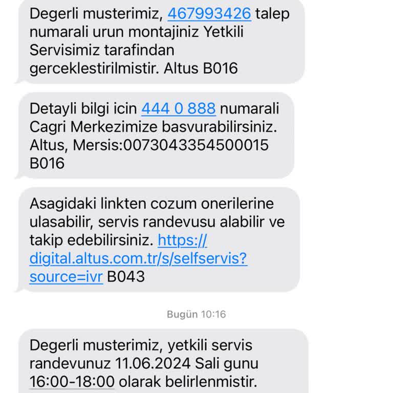 Altus Yetkili Servisin Sorumsuzluğu