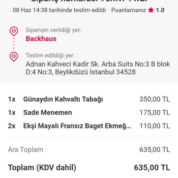 Yemeksepeti Eksik Ürün Mağduriyeti