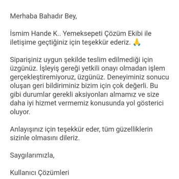 Yemeksepeti Eksik Ürün Mağduriyeti
