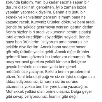 Yemeksepeti Eksik Ürün Mağduriyeti