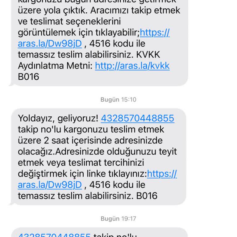 Aras Kargo Kargom Yok Kendisine Teslim Edildi Diye Mesaj Geldi