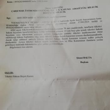 Teknouygun (hesaplimagaza) Teknouygun Firması Tüketici Mahkeme Kararına Rağmen Değişim Yapmıyor
