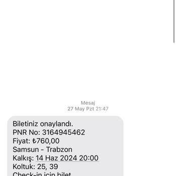 Obilet Mağduriyetimin Giderilmesini İstiyorum