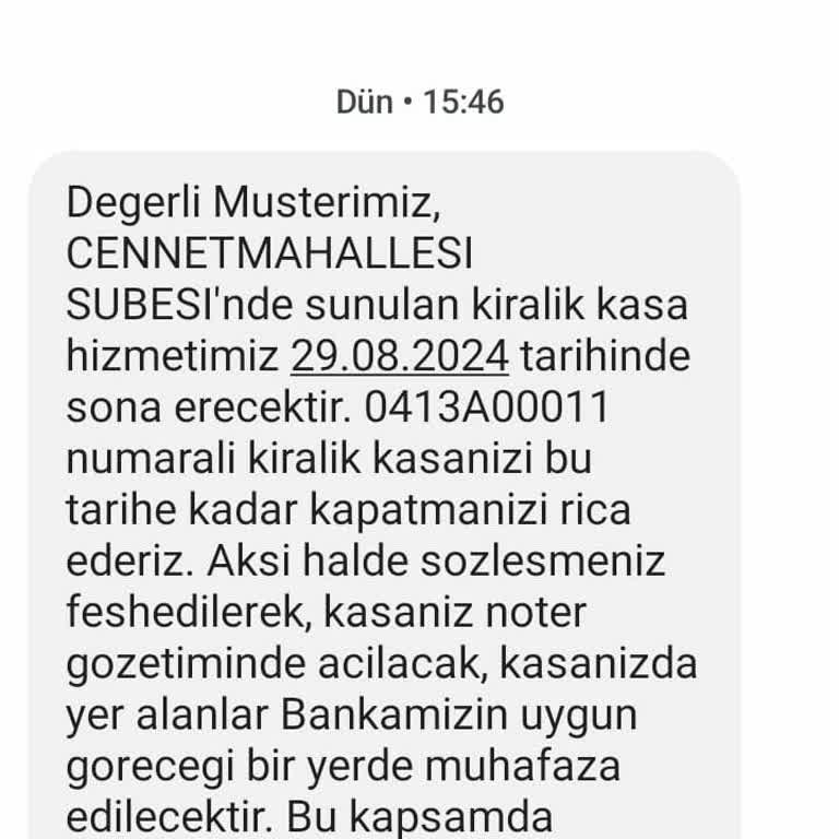 Yapı Kredi Bankası Sebepsiz Kasa Kapatma