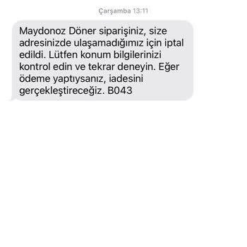 Yemek Sepeti İade Yapılmaması