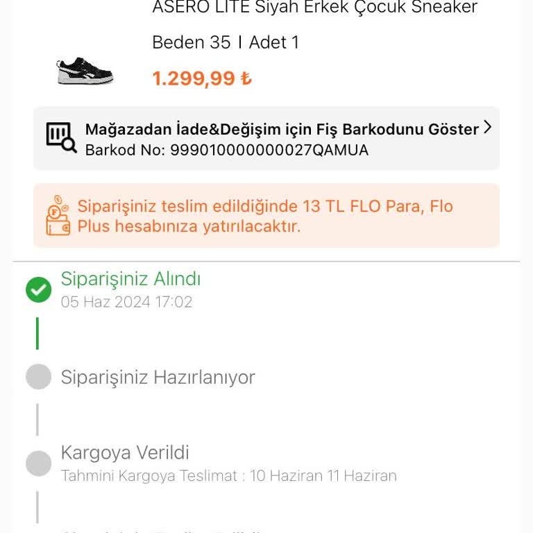 FLO Ayakkabı FLO Sipariş Gelmeme Sorunu