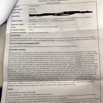 Arçelik Akgünler Ticaretten Şikayetçiyim