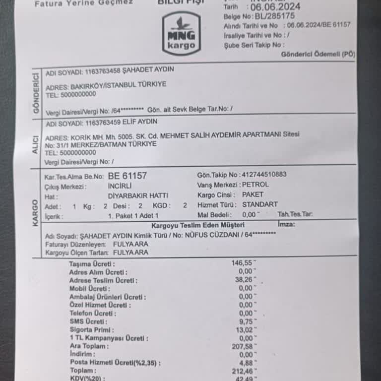 MNG Kargo Petrol Batman. Kargom Geri Gitti