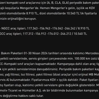 Mercedes Rutin Bakım Fahiş Fiyatı