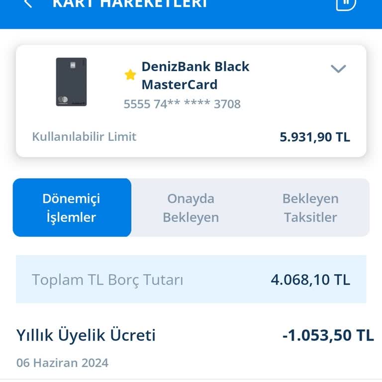 Denizbank Kredi Kartı Kart Aidatı