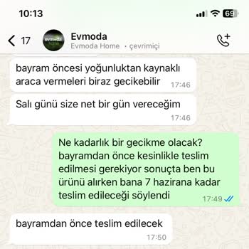 Evmoda Teslim Tarihinde Teslim Etmiyor!