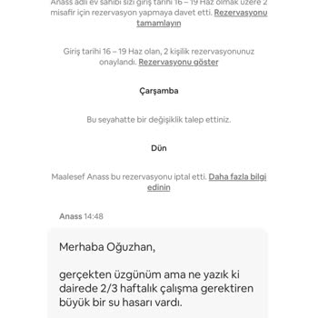 Airbnb Daire İptal Edildi