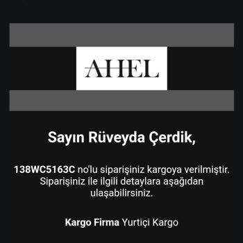 Ahel Tasarım Ürün Tarafıma Gelmedi