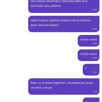 Getir Canlı Destek Dönüş Yapmaması Hk.