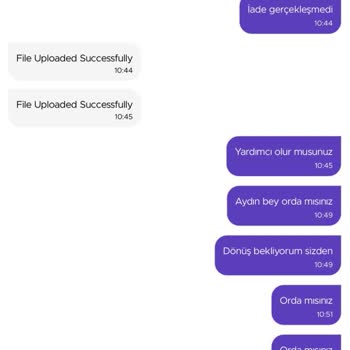 Getir Canlı Destek Dönüş Yapmaması Hk.