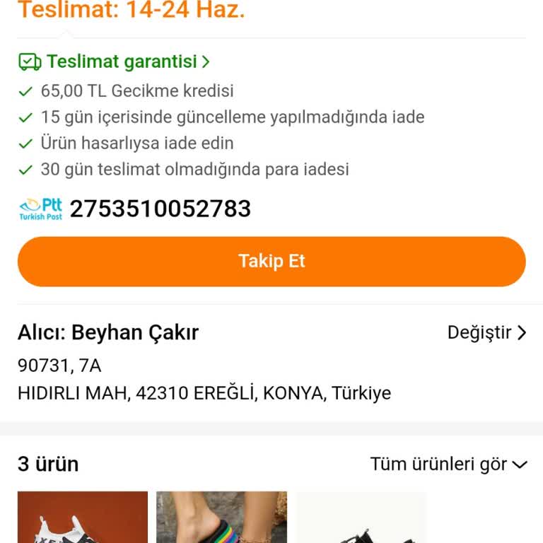 PTT Kargo Adres Yanlışlığı Yapılmış