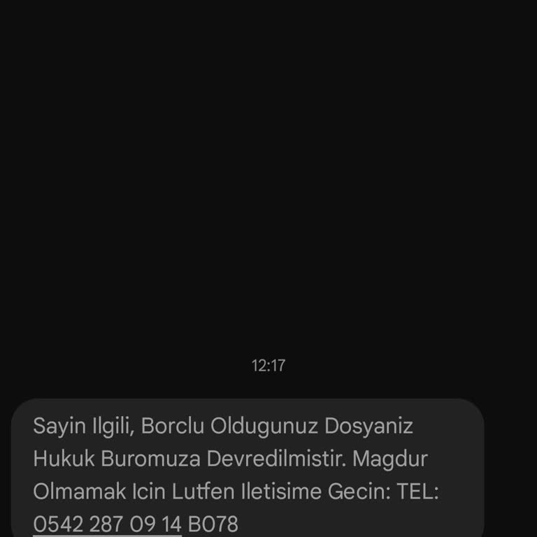 A. Rahmansen (SMS) Borçlu Olduğunuz Dosyanız Hukuk Büromuza Devredilmiştir
