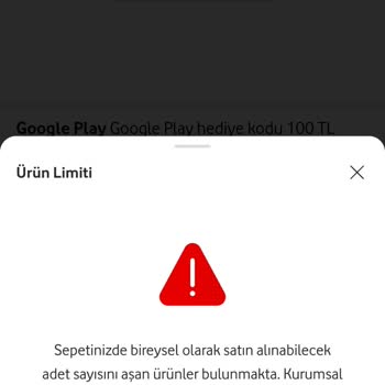 Vodafone Her Şey Yanımda'da Google Play Kod Alımında Yaşanan Sorun
