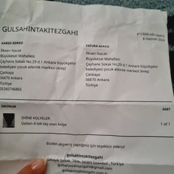 Gülşahın Takı Tezgahı Yanlış Ürün Yolladı Ve Kabul Etmiyor