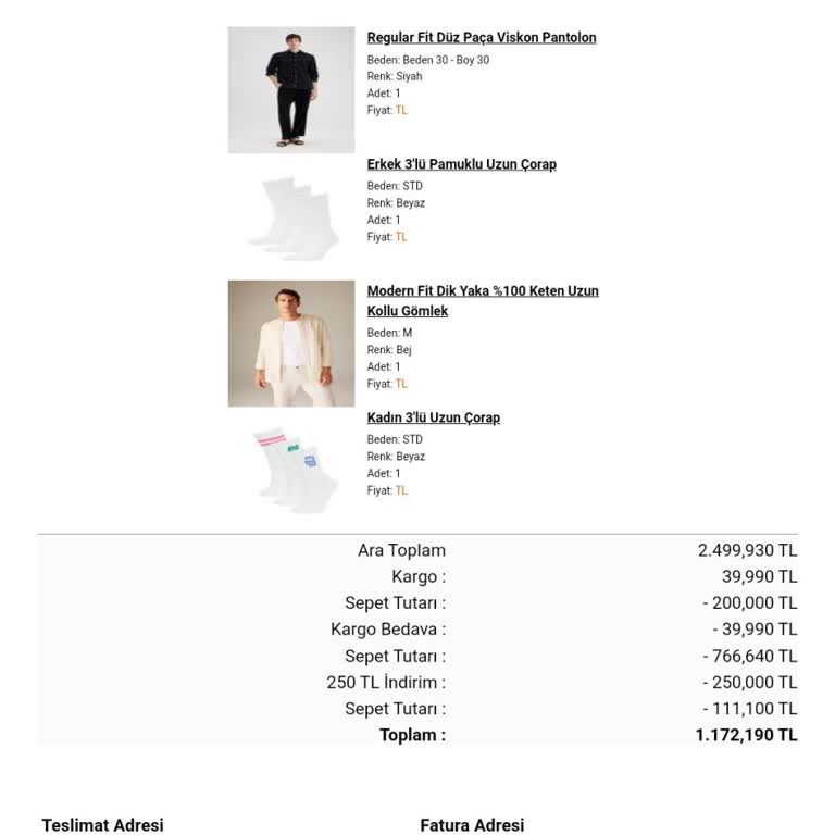 DeFacto 44271050 Siparişimi Teslim Edemiyorlar (10 Gün)