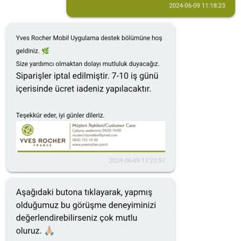 Yves Rocher Sipariş İptal Sorunu