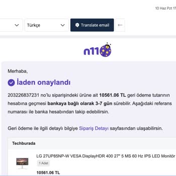 Techburada Farklı Marka Monitör Gönderildi. İadesi Kabul Edilmedi.