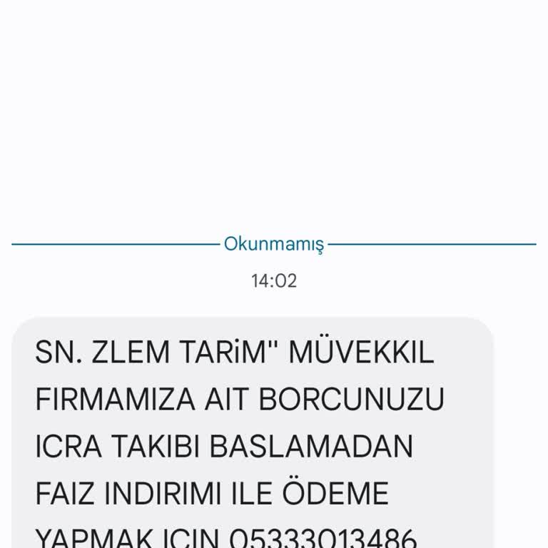 Metka Hukuk (SMS) Almadığım Ürün İçin İcralık Olduğum Söylenildi