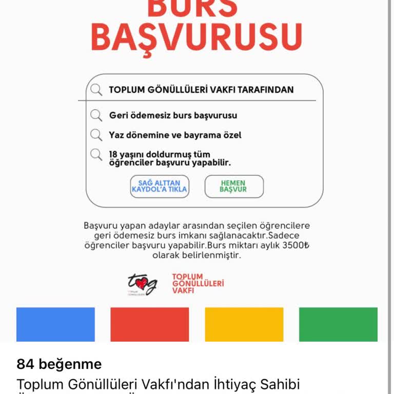 TOG (Toplum Gönüllüleri Vakfı) Tog Burs Başvurusu