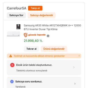 Carrefour SA Hepsiburada Samsung Tüketiciyi Mağdur Ettiniz