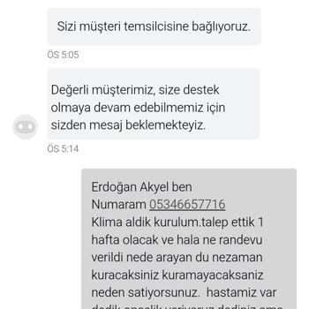 Samsung Klima Kurulumuna Gelmiyor.