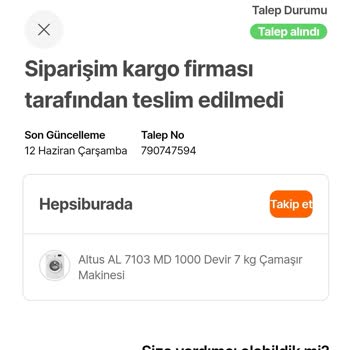Hepsiburada Hepsijet Afyon 401 950 148 Sipariş Numaralı Ürünün Teslim Edilmemesi!