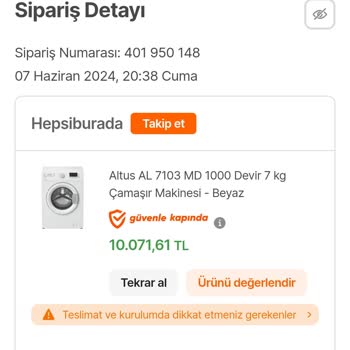 Hepsiburada Hepsijet Afyon 401 950 148 Sipariş Numaralı Ürünün Teslim Edilmemesi!