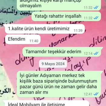 İdeal Mobilya (Gaziantep) İdeal Mobilyadan Aldığı Bazanın Mekan Yatağının Kalitesizliği