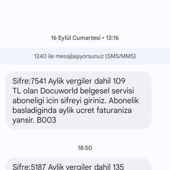 Vodafone Şikayet Docuworld Mesajı