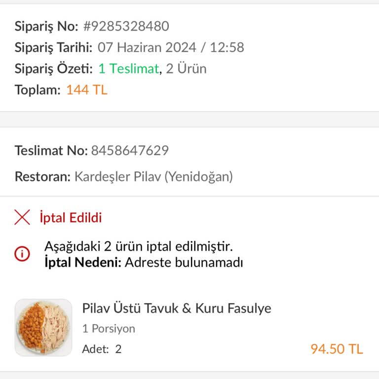 Trendyol Yemek Teslim Edilmeyen Sipariş